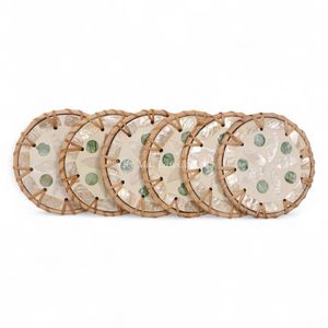 ที่รองแก้วเปลือกหอยมุกฝังมือทำโดยตรงจากผู้ผลิต พร้อมขอบหวายธรรมชาติสำหรับใช้บนโต๊ะ - Product Image 2