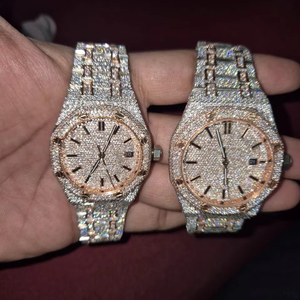 VVS Moissanite Rose Gold Brilliant Diamond Luxury para reloj suizo para hombres Colección Hip Hop Banda de acero inoxidable Cuarzo - Product Image 1