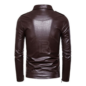 Veste en cuir sur mesure, couleur unie, veste en cuir pour homme, respirante, streetwear, veste d'hiver pour homme - Product Image 2