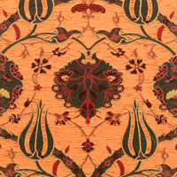 Tissu d'ameublement floral tulipe bohème pour la maison, en chenille orange respirante et épaisse, style ethnique turc marocain pour canapé et ottoman