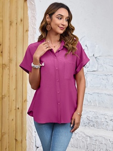 Chemise d'été pour homme à manches courtes, décontractée, résistante aux plis, coupe ajustée, couleur unie, grande taille - Product Image 3