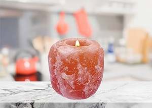 Bougeoir en sel naturel de l'Himalaya de qualité supérieure fabriqué à la main pour un décor rustique Thérapie de bien-être et lumière ambiante - Product Image 6