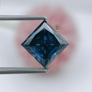 Moissanita de corte princesa de 1.0ct hecha a mano certificada y 20.0ct diamantes sueltos cortados a mano joyería verde - Product Image 2