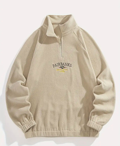 Jersey con cremallera New Quarter personalizado para hombre, Sudadera con capucha y logotipo Bordado de lana Polar, parte superior con media cremallera para hombre - Product Image 1