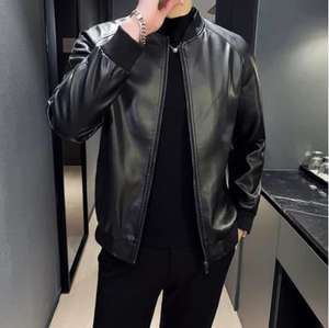 Veste de moto style décontracté d'hiver de haute qualité toile cuir PU col montant imperméable coupe-vent OEM traitement teint - Product Image 5