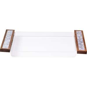 Top Selected Rectangle Mother of Pearl Inlay Serving Trays with Acrylic <b>Cover</b> for Catering Pastry Chocolate Ramadan Decor Eid - Product Image 2