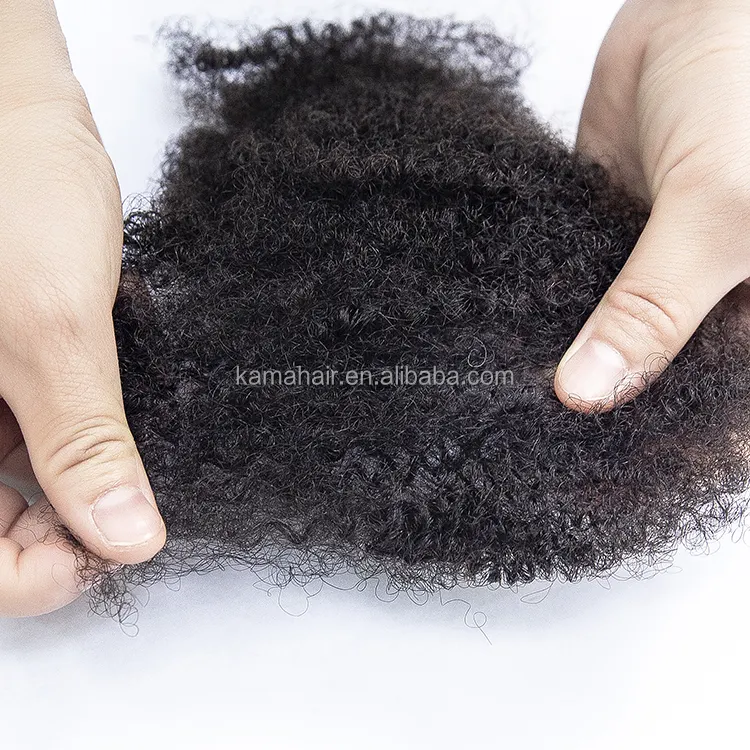 KAMA-extensiones de cabello humano 100% real, cabello afro rizado a granel para rastas