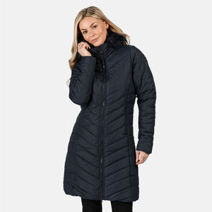 Parka acolchada con aislamiento para mujer, Chaqueta corta acolchada a prueba de viento, de algodón azul marino, brillante, con capucha, de talla grande, para invierno - Product Image 5