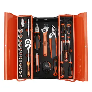 Ksebios conjunto de ferramentas 62-pçs de alta qualidade, caixa de ferramentas com 3 compartimentos para armazenamento de ferramentas