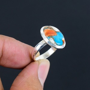 Turquoise 925 <b>Sterling</b> <b>Silver</b> Handmade <b>Spinner</b> <b>Ring</b> Natural Gemstone Solid Jewelry Rhodium Plating Wedding Gift Promise <b>Ring</b> - Product Image 2
