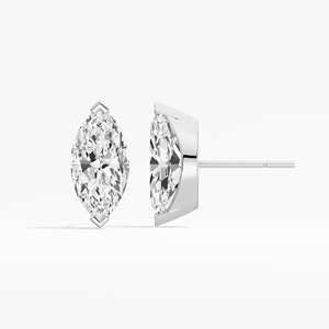 Pendientes de Botón VABS DIAMOND, Lujosos, con Moissanita de 2.04 Quilates, Corte Marquesa, Plata de Ley 925, Chapados en Oro de 14K, Engaste de Barra - Product Image 5