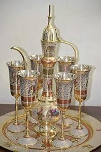 <b>Arabic</b> Aftaba Hand Crafted Brass Aftaba With Gold - Product Image 3