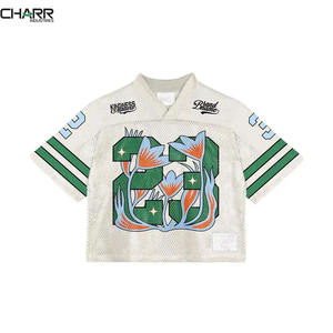 Custom Made Luxury Streetwear Oversized V Neck Soccer <b>Cropped</b> Boxy <b>Cropped</b> T Shirt Mesh Football Jersey for <b>Men</b> - Product Image 3