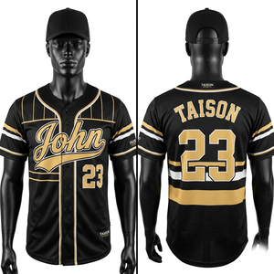 Camiseta de Softbol Premium de Poliéster 160 GSM, Verde Oliva con Rayas, Cierre de Botones, Logotipo Personalizado en Tela Tackle Twill - Product Image 2