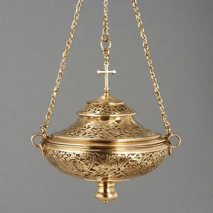 กระถางธูปทองเหลืองสำหรับพิธีกรรมของโบสถ์และการบูชาบูชาออร่าแห่งสวรรค์ - Product Image 1