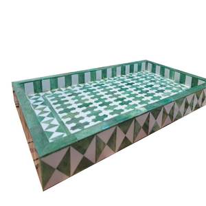Bandeja de servicio Rectangular con incrustaciones de hueso de plástico para encimera de mesa de centro, bandeja de servicio del fabricante indio STAR CRAFTS INDIA - Product Image 1