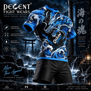 Maillot de compression BJJ unisexe premium, manches courtes, polyester et élasthanne, respirant, séchage rapide, antibactérien, UPF50+, vêtements d'entraînement - Product Image 2