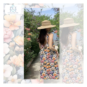 Tela impresa digital de rayón viscosa para vestido de mujer con estampado reactivo de bufanda - Product Image 1