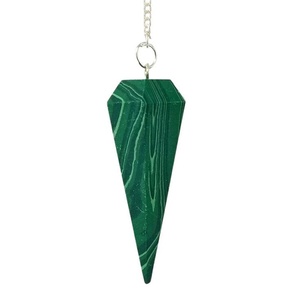Piedras preciosas al por mayor de cristal natural Péndulo de malaquita más vendido con cadena súper calidad Comprar de ágata Navazish - Product Image 2