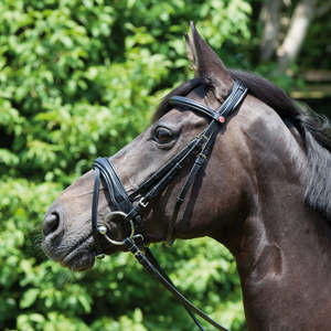 Brida de cuero de primera calidad Bosal Headstall Mecate Set para equitación y carreras de caballos - Product Image 1
