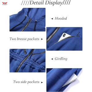 Combinaison polaire zippée à manches longues pour femmes avec capuche brodée vêtements de nuit de yoga barboteuse avec poches tricotées - Product Image 6