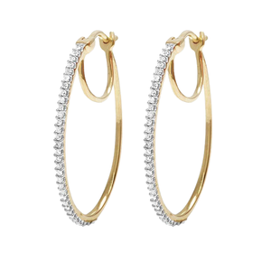 Pendientes de Aro con Diamantes Redondos Reales en Oro Amarillo de 14K |   Joyería Fina Elegante con Incrustaciones Clásicas para Mujer, Colección para Fiestas - Product Image 2