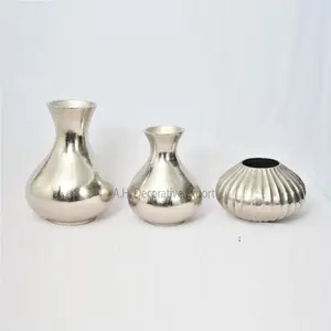 Современная алюминиевая ваза для цветов ручной работы, серебряная отделочная Цветочная ваза с набором 3 шт. для продажи по самой низкой цене