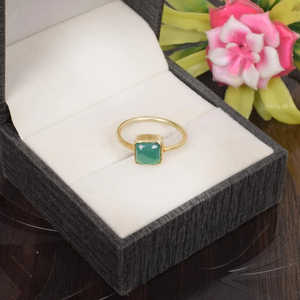Anillo de plata de ley 92,5 con piedra preciosa de ónix verde natural 1,87G 8X8mm Tamaño de piedra - Product Image 3