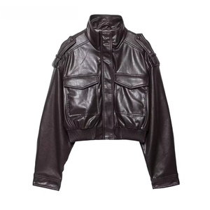 เสื้อแจ็คเก็ต PU แฟชั่นใหม่ฤดูหนาวปี 2025 แขนยาว มีฮู้ด สไตล์ลำลองสำหรับผู้หญิง เสื้อคลุมโพลีเอสเตอร์แบบมีซิป น้ำหนักปานกลาง - Product Image 5