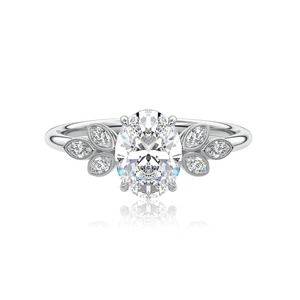 2.2 Carat Lab Grown Diamond Oval et Marquise Seven Stone Diamond Bague de fiançailles en or massif 14K pour bijoux fins pour femmes - Product Image 1