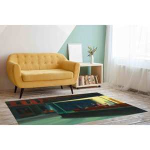 Tapis imprimé au design vintage Nighthawks, cadeau fait main pour la décoration de la maison, tapis en chenille - Product Image 4