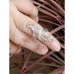 Anillo Ajustable de Plata de Ley 925 con Incrustaciones Florales, Estilo Bohemio para Mujer, Bañado en Rodio, Regalo - Product Image 5