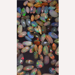 243 Pièces d'Opale Éthiopienne Blanche Naturelle, Coupe Ovale, Facettée, Cabochon 7mm-25mm, 257 Cts, Iroc Sales, Haute Qualité, Dos Plat, Rosecut Play - Product Image 1