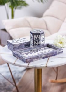 Quemador de incienso mubkhar con incrustación de perla Madre, juego de estilo prémium con bandeja para el Eid de ramadán de Vietnam, nuevo diseño - Product Image 4