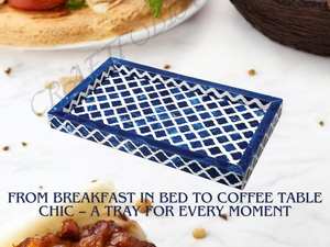 Plateau incrusté d'os et de résine fait à la main Plateau décoratif élégant pour servir les desserts, le café, le thé, les collations, la maison, le bureau - Product Image 3