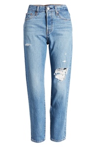 Jean en denim droit pour femme, couleur claire, décontracté, de haute qualité, coupe régulière, taille mi-haute, respirant et à séchage rapide - Product Image 4