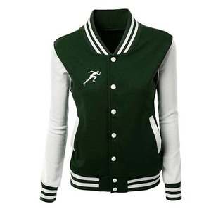 Vestes d'université d'hiver OEM Vestes de baseball à manches en cuir pour femmes Vêtements de rue Vestes Letterman pour femmes Blanches en laine - Product Image 1