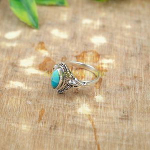 Natural <b>Turquoise</b> Pear Shape Gemstone 925 Sterling Silver Handmade Designer <b>Ring</b> for Women - Product Image 5