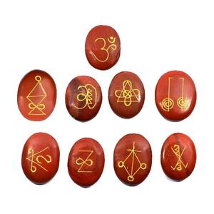 Karuna de alta calidad con forma de jaspe rojo, piedra ovalada, juego de Karuna de 9 piezas, piedras preciosas de cristal curativo natural, juego de Karuna al por mayor - Product Image 2