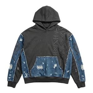 Sudadera con Capucha de Algodón con Forro Polar para Hombre, Estilo Patchwork, Bordado, Corte Holgado, Invierno, Fabricante, Venta al por Mayor, Personalizado, OEM - Product Image 1