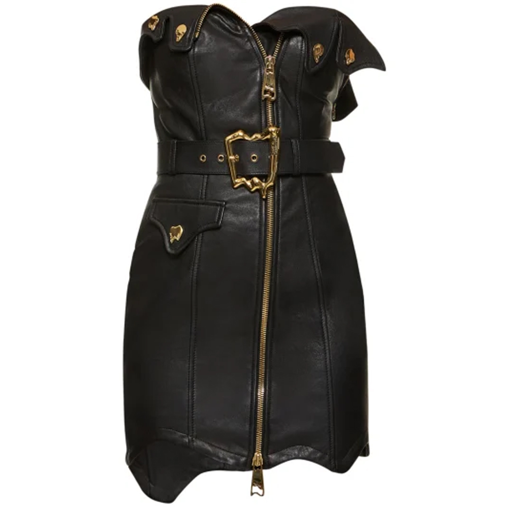 chinese dress ladies Milly Faux Leather Mini Dress - Black main image 0