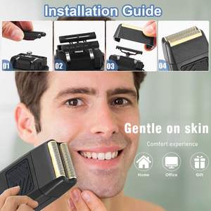 Rasoir Électrique 3-en-1 à Trois Lames, Utilisation Humide/Sèche/Lavable, pour Visage et Corps, Noir, Alimentation USB, Têtes de Rechange à Grille - Product Image 4