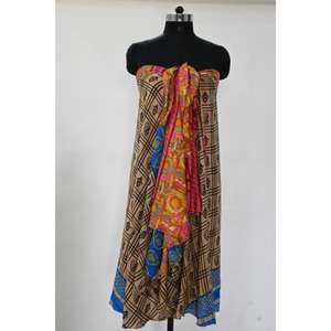 Women's Summer <b>Boho</b> Floral Printed Silk Wrap maxi <b>Skirt</b> Vintage Reversible Sari with Natural Waistline Lightweight Festival Wear - Product Image 5