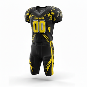 ชุดยูนิฟอร์มอเมริกันฟุตบอลแบบซับลิเมชั่นที่ปรับแต่งได้ พร้อมกางเกงขาสั้น ผลิตจากโพลีเอสเตอร์ 100% ระบายอากาศได้ดี พร้อมตำแหน่งโลโก้ด้านหน้า - Product Image 1