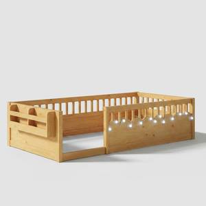 Wood Kids Bed Frame with Guardrails Children <b>Bedding</b> Rail Bed for Bedroom - Product Image 1