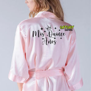 Bata de novia de satén con logotipo personalizado para mujer, bata de novia y dama de honor para fiesta, venta al por mayor - Product Image 6