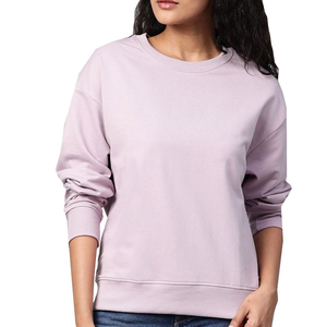 เสื้อสเวตเตอร์คอกลมลำลองสำหรับผู้หญิง2025-26เสื้อสเวตเชิ้ตแบบสวมหัวคอกลมผ้าคอตตอนเนื้อนุ่มมีหลายสีดีไซน์ให้บริการ - Product Image 1