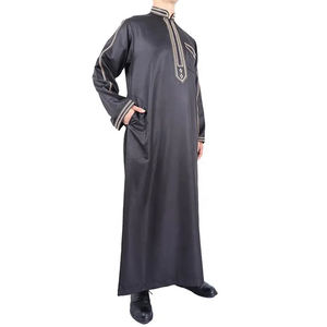 Wholesale High Quality <b>Men's</b> Islamic Moroccan Thobe <b>Kaftan</b> Jubbah Plus Size Autumn Thermal Breathable Polyester Cotton Printed - Product Image 3