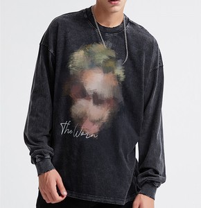 Camisetas Vintage con hombros caídos y gráficos personalizados, Camisetas estampadas Vintage para hombre, camisetas desgastadas con lavado ácido, camisetas de gran tamaño para hombre - Product Image 1