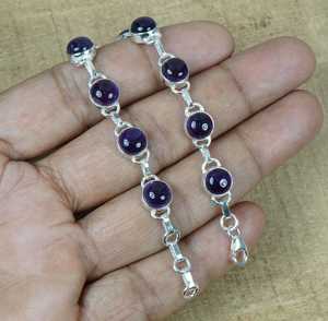 Pulsera con Dije de Amatista, Plata de Ley 925, Lujo, Certificado GIA, Gema Redonda, Ajustable, Hecha a Mano, Piedra Natural, Regalo para Mujer - Product Image 5